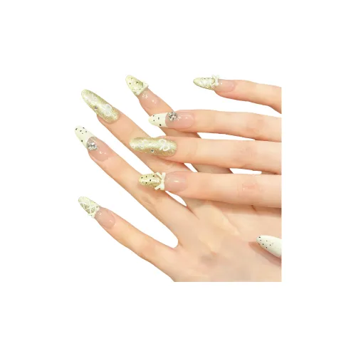 XIAMEIYU Сырная пена Сладкий и липкий Milk HOO Французский бант False Nail Овал Сливочный Jump Цвет Coquette