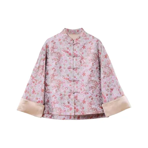 LONGQUE Hundred Flowers Драконий узор Передняя планка Топ Женские Топы в стиле Ханьфу