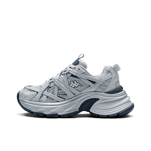 KAPPA Спина к Спине Устойчивые к истиранию Низкие Топ Кроссовки для бега Женские FLOATING Синий Холодный Серый