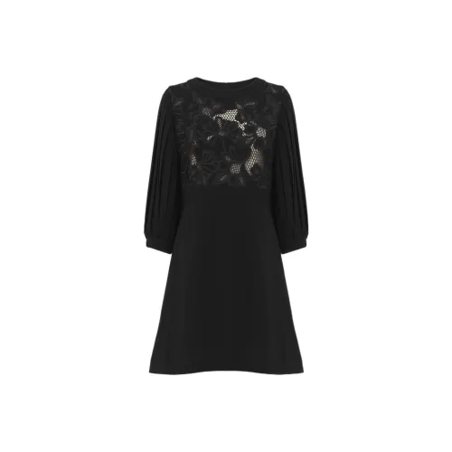 See By Chloe Черное Женское Длинное Платье с Длинными Рукавами