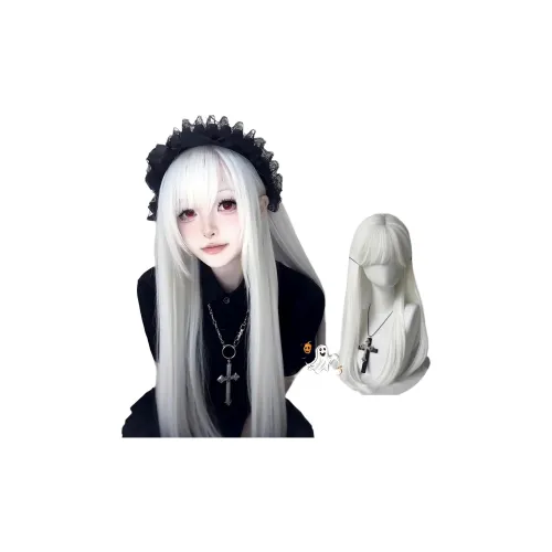FYOSEE Призрачный Claw Белый длинный Прямые волосы Женская парик Высокая температура Пряжа