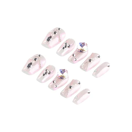 Yun Yue Joe Pink Mermaid Нитка бусин Осветляющий Premium Soft And Ethereal Dreamy 3D эффект False Nail Короткий LADDER 20 мм