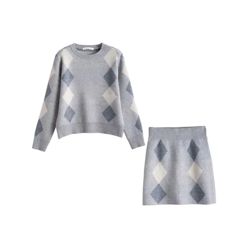 Tonlion Серый тон Женские Комплекты с юбкой