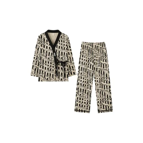 MIIOW Полосы Белый Женские Пижамные комплекты