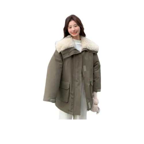 LANGQING Армейский зеленый Женский пуховик