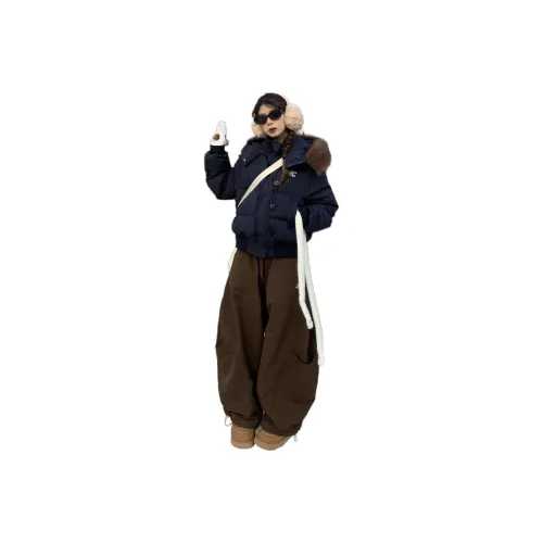 GUOZHEN Темно-синий синий женский пуховик