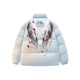 Синий хлопковый пуховик