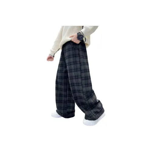 TLIT Темно-синие клетчатые детские вязаные тренировочные брюки