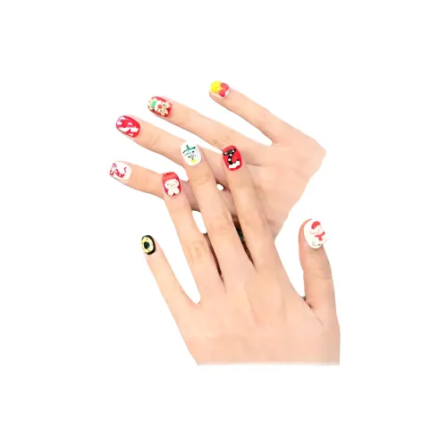 Rui Jin CELEBRATE Рождество False Nail Короткий Круглый Многоцветный Градиентный Милый 16mm