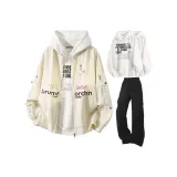 Бежевый + Случайный Свитшот + Черные Штаны