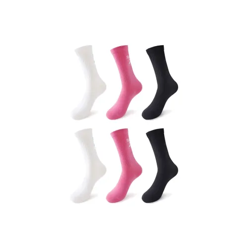 Reebok [6 пар] 2 черных 2 белых 2 красных мужские носки MID до икры