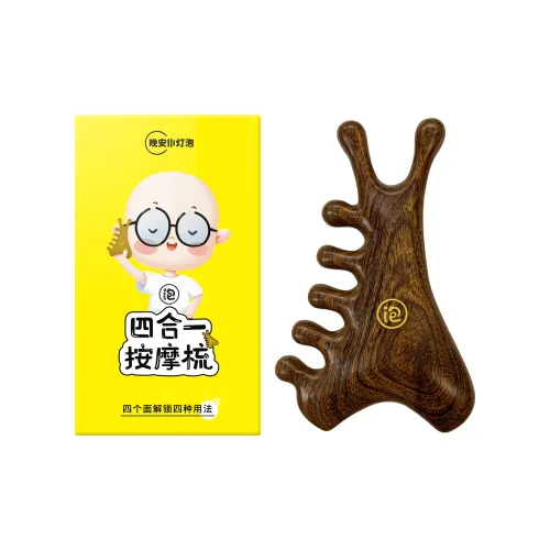 Спокойной ночи Little Bulb Четыре в одном Массажная расческа Многофункциональная Расческа из сандалового дерева Акупрессурное уход за лицом и волосами Деревянная расческа