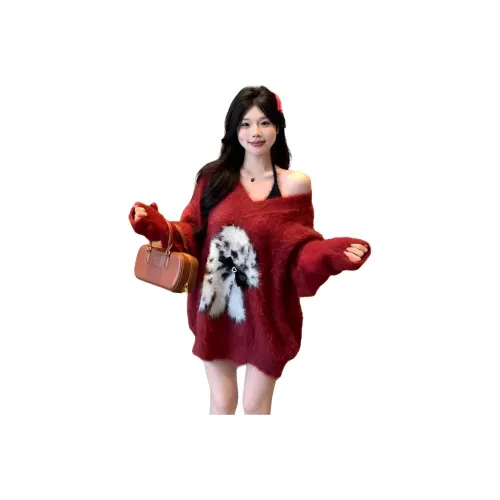 GUOZHEN Красный Женский Трикотаж