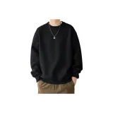 Черный свитшот с круглым вырезом, с флисовой подкладкой