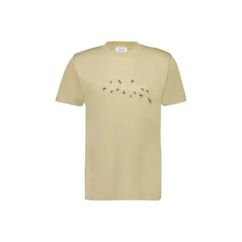 Off Бежевый Белый Мужские T-Рубашки