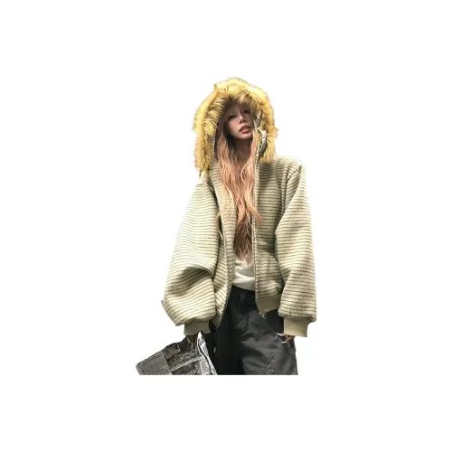 JASONWOOD Абрикос Желтый Меховой Воротник Унисекс Свитшоты