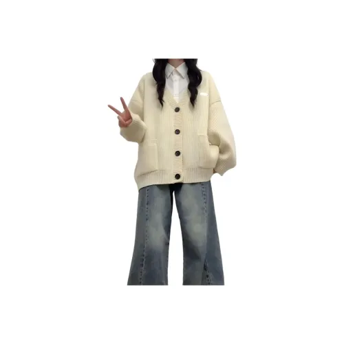 GUOZHEN Абрикосовый кардиган + длинная рубашка с рукавами женские трикотажные изделия