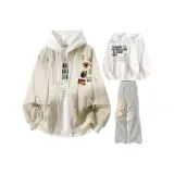 Хаки + Случайный Свитшот + Светло-Серые Штаны