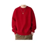 Красный свитшот с круглым вырезом, с флисовой подкладкой