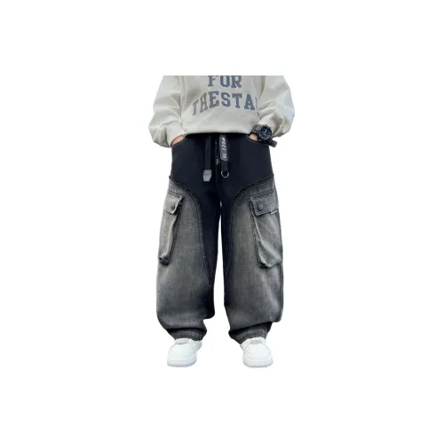 Класс Meng Jia Черные флисовые джинсы с подкладкой школьный возраст