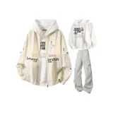 Бежевый + Случайный Свитшот + Светло-Серые Штаны