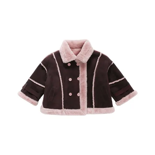 RHOBESAM Маленький горшок с крышкой 2472 Двойное пальто из утолщенного кроличьего меха кофе для детей куртки