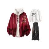 Бордовый + Повседневный Свитшот + Черные Штаны