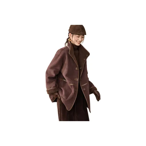 Mo Han Yi Mei Кофейный Коричневый Женское Пальто