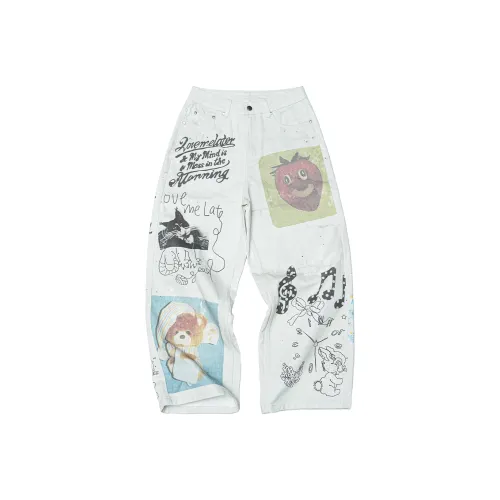 LOVE ME LATER Белый Унисекс Джинсы