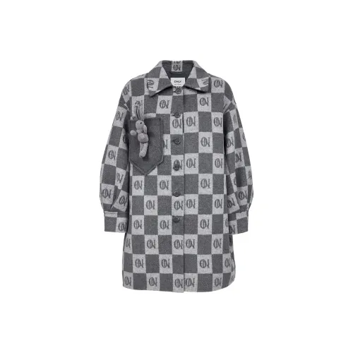 ONLY H01 On Шахматный узор Серый Женское пальто