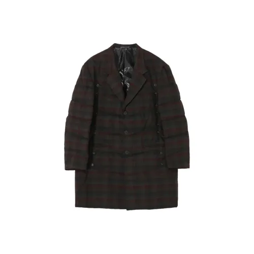 Yohji Yamamoto Pour Homme FW25 Madras INK 3 BUTTONS DIAGONAL Cotton Down Jacket Куртки Пальто Мужской