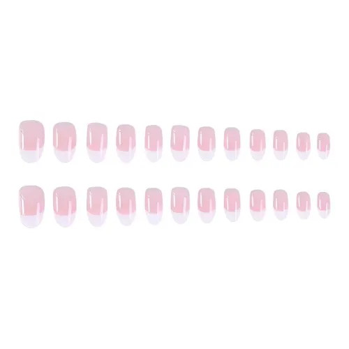 Stubborn Французский стиль Instagram Невеста Накладные ногти Минималистский стиль Nail Art MID Длина (размер в длину) Овал Розовый Телесный