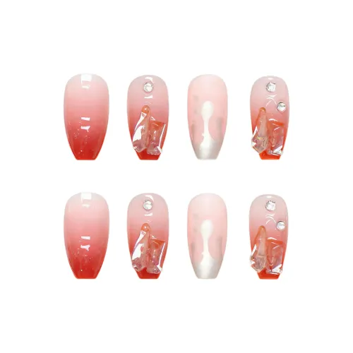 Stubborn Элегантность Пламя Тёртый Ромб Искусный Ногтевой Декор Ленты MID Длина (размер в длину) Красный Размытый Градиентный