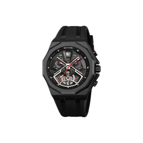 SKMEI Кварцевый механизм силиконовый ремешок мужские часы циферблат с открытым механизмом