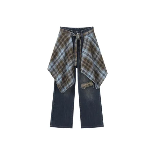 Another Alley Винтажный синий с юбкой льняная ткань женские джинсы