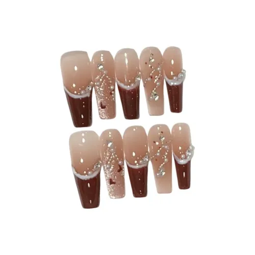 AIDINGQI Ручной Ногтей Элегантность Ледяной Прозрачный Французский Искрящийся Градиентный Атмосферный Винный Стейн