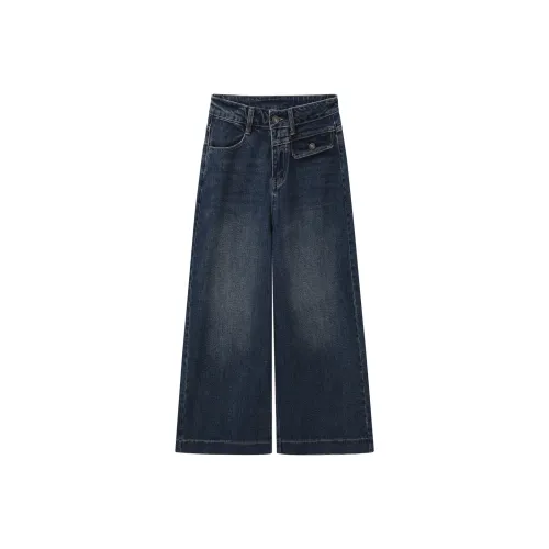 YOUXIANG Темно-синий женский джинсы