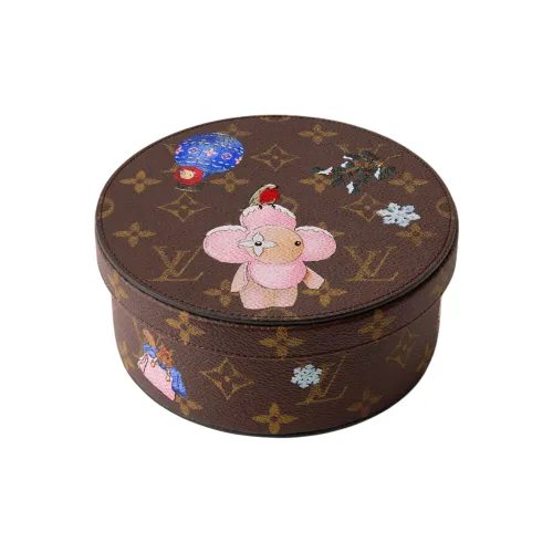 LOUIS VUITTON Монограмма Покрытый холст Хранение Коробка Средний Унисекс Коричневый