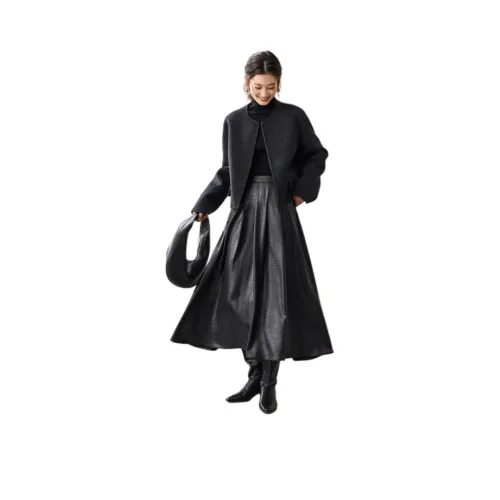 MOHANYIMEI Черное Серое Женское Пальто