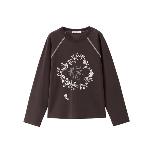 Giordano 08 Jujube Коричневый Женские T-рубашки