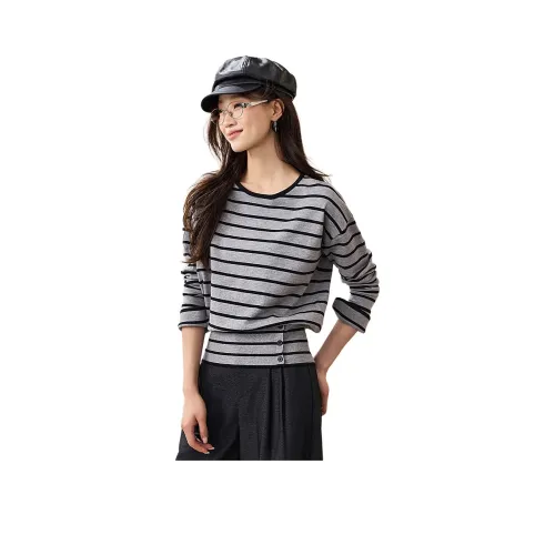 MOHANYIMEI Черный Серый Полосы Женские Свитера