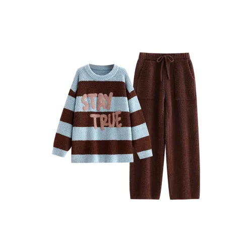 YUENEI Шоколад Синий Женские Пижамные комплекты