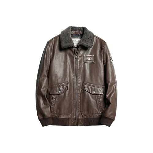 MCS Кофе Мужские Кожаные Куртки