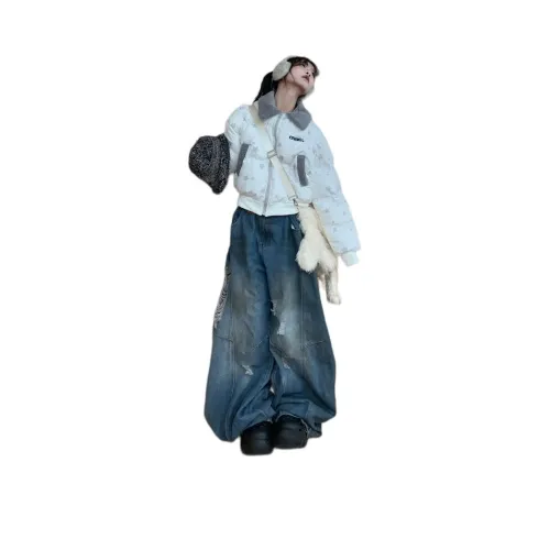 GUOZHEN Экрю Женские пуховики