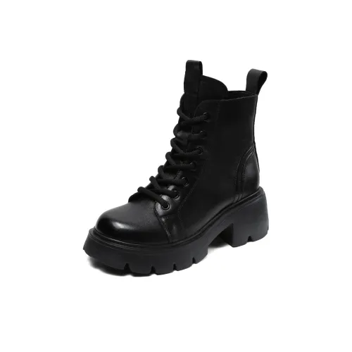 H2 Лицевая коровья кожа Роскошь Британский модный стиль Женская обувь Мартин Ботинки Женские