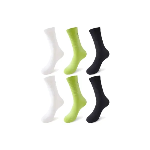 REEBOK [6 упаковок] 2 черных 2 белых 2 зеленых мужские носки MID до икры