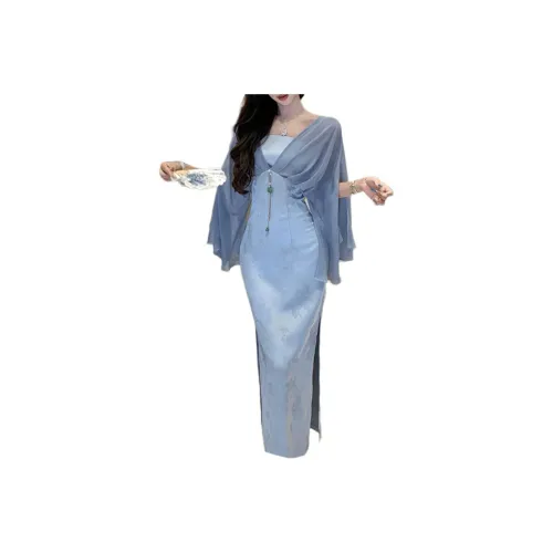 QIAOMONVHAI Длинное платье с длинными рукавами женское