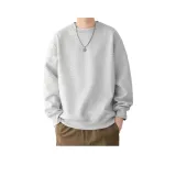 Светло-серый свитшот с круглым вырезом, с флисовой подкладкой