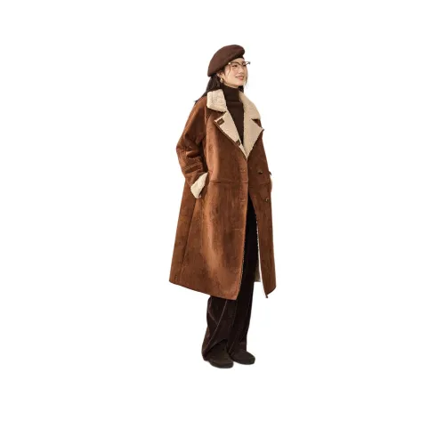 MOHANYIMEI Caramel Coffee Women's Coat MOHANYIMEI Карамельный кофейный женский пальто