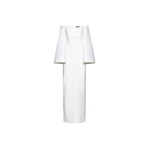 SOLACE LONDON Длинное платье с длинными рукавами женское белое